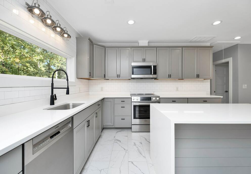 Modern Gray Shaker Full Kitchen View